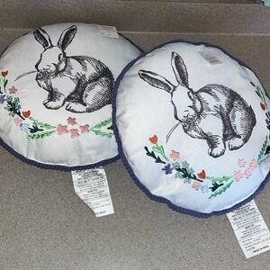 Easter Bunny Pillows.  Round 14 inches Flowers Target Bullseye NEW INCLUDES 2!!